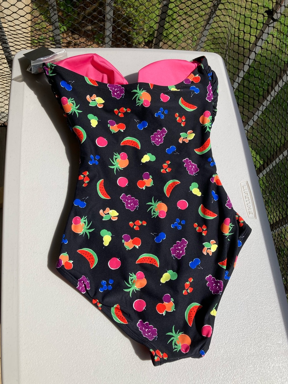 NWT Kate Spade Black One Piece Swimsuit Colorful Fruit Print Bathing Suit - Picture 7 of 16